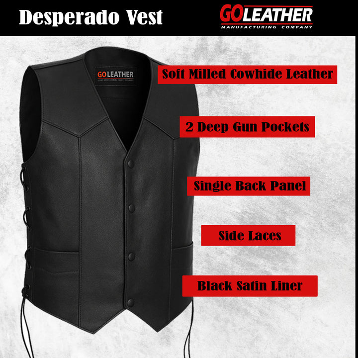 Desperado - Classic V Neck Side Laced Vest