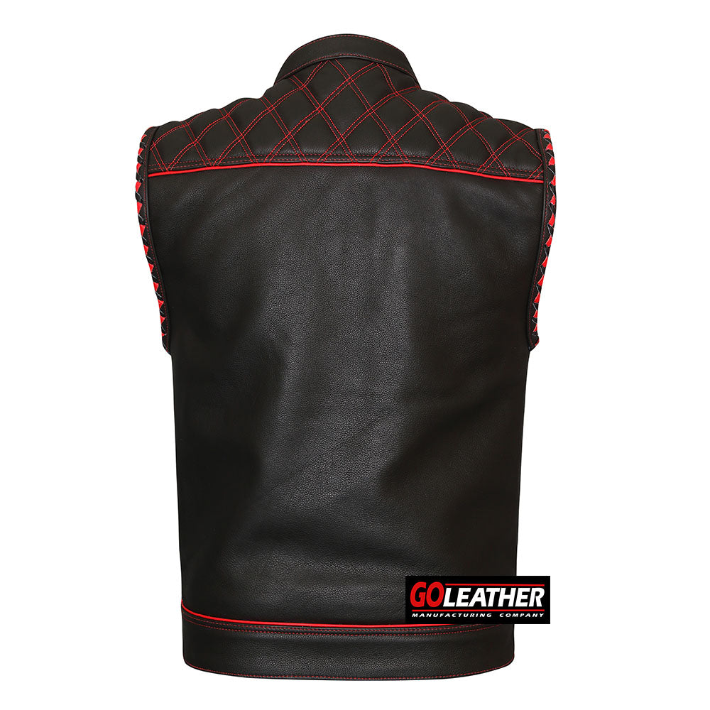 Merciless - Vest with Red Stitch, Piping & Arm Braid