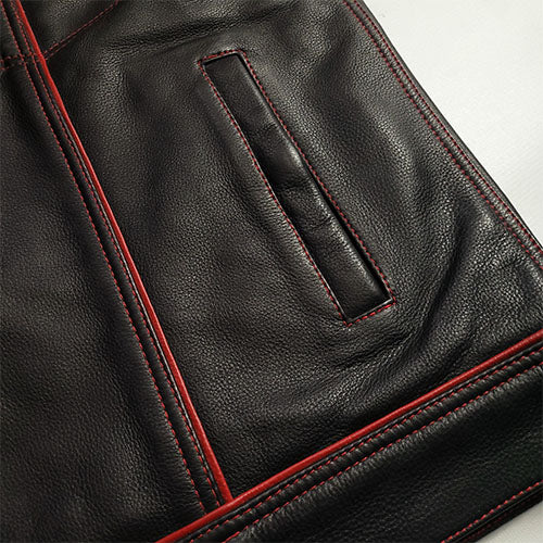 Merciless - Vest with Red Stitch, Piping & Arm Braid