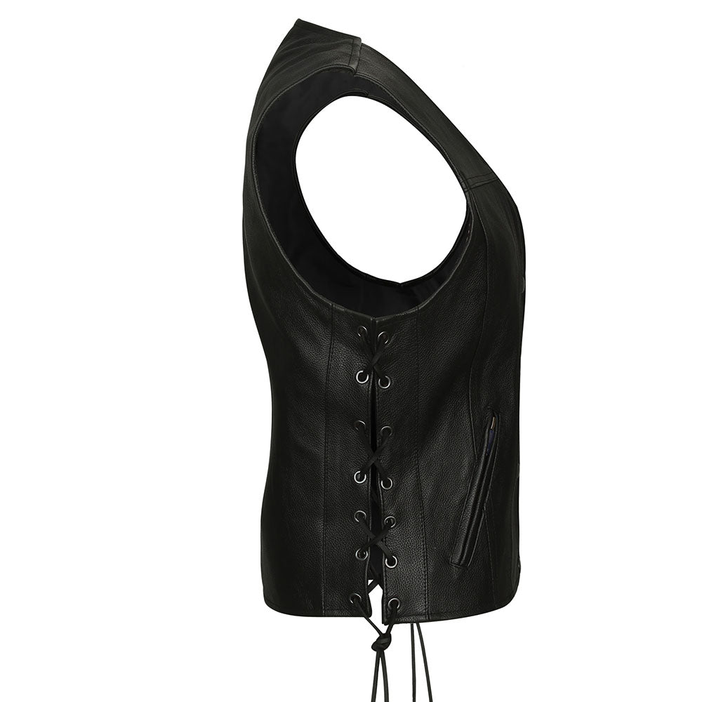 GO838 Ladies Side Lace Leather Vest