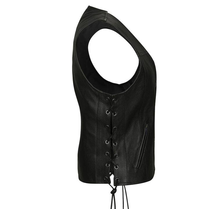GO838 Ladies Side Lace Leather Vest
