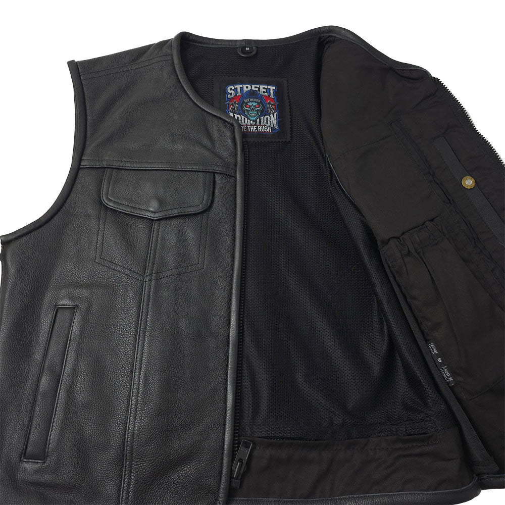 Rogue - Low Cut Vest with Full Side Zippers by Street Addiction