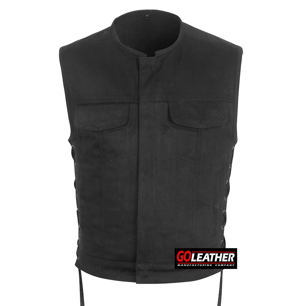 GO303 Black Denim Vest with Side Laces