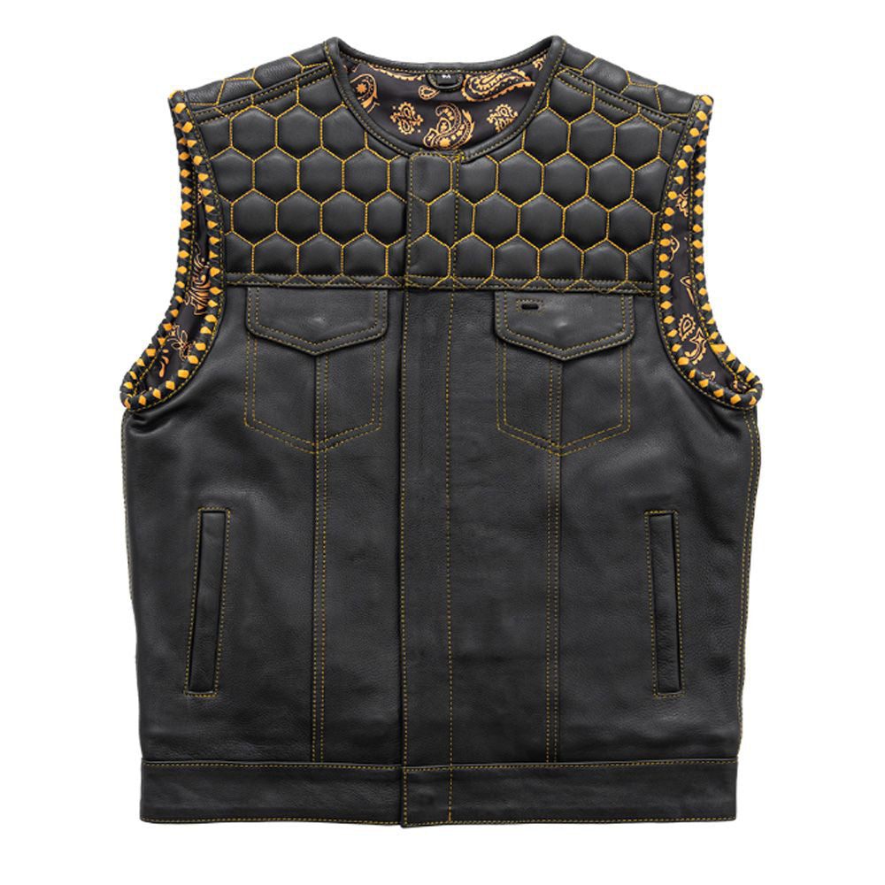 Gold Hex Vest - Honeycomb Pattern with Gold Thread