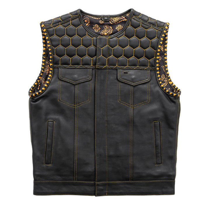 Gold Hex Vest - Honeycomb Pattern with Gold Thread