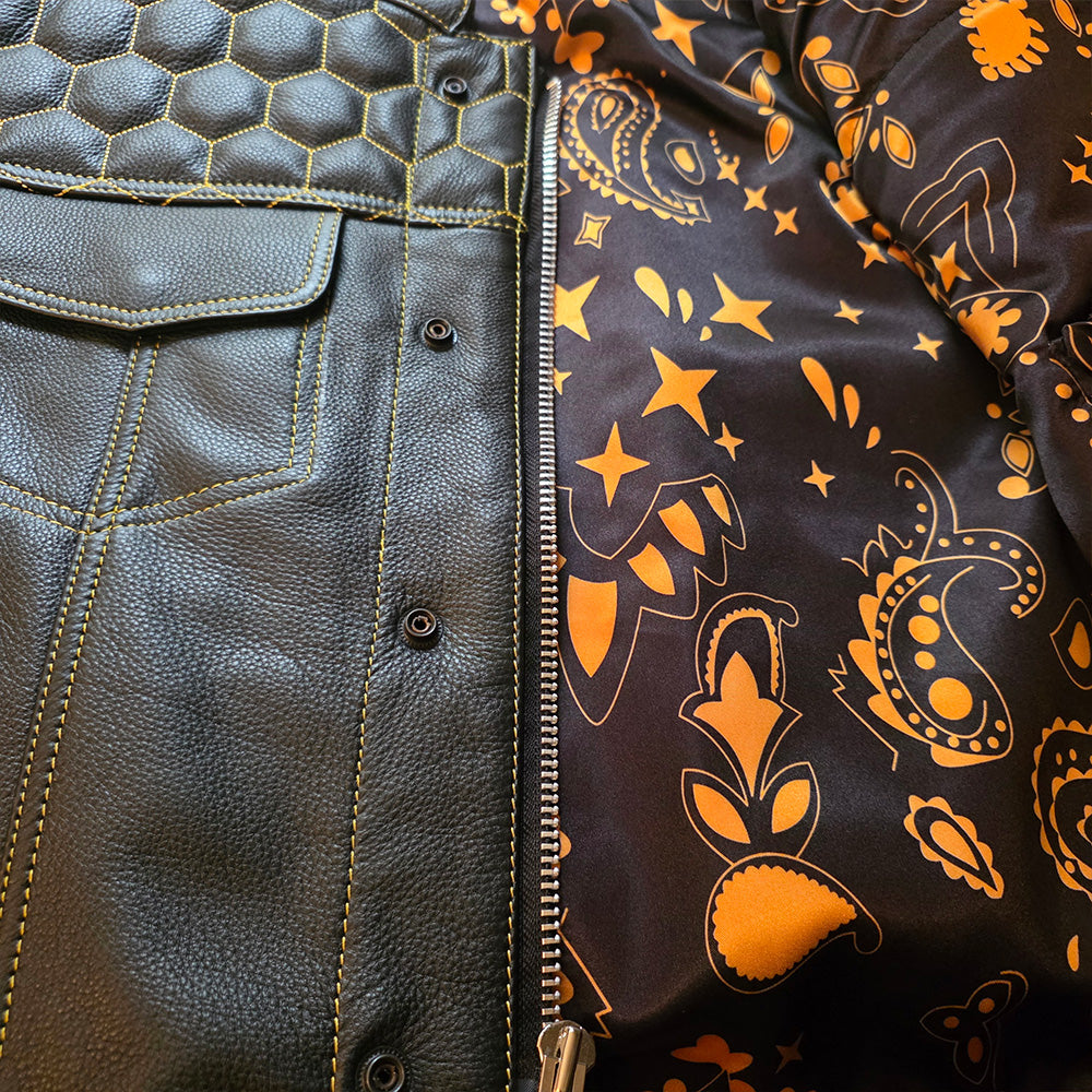 Gold Hex Vest - Honeycomb Pattern with Gold Thread