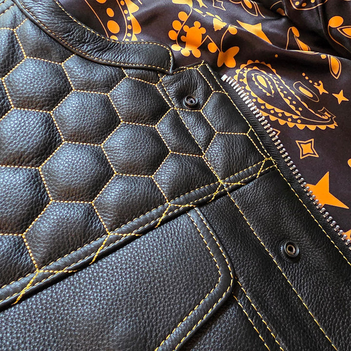 Gold Hex Vest - Honeycomb Pattern with Gold Thread