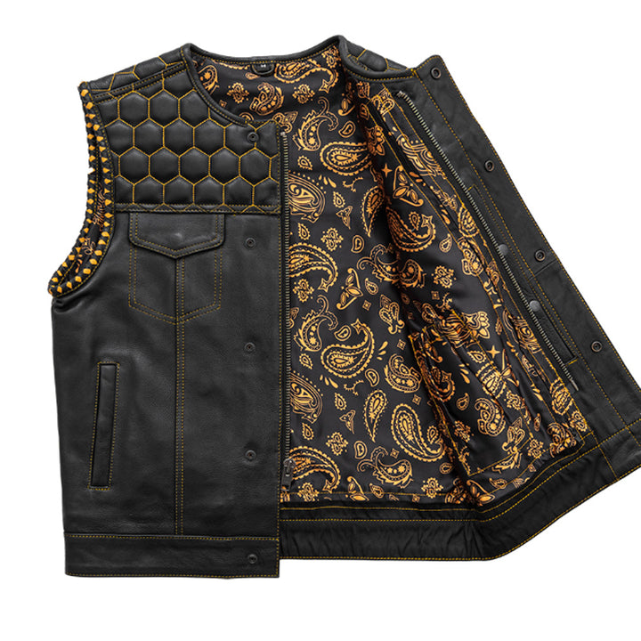 Gold Hex Vest - Honeycomb Pattern with Gold Thread